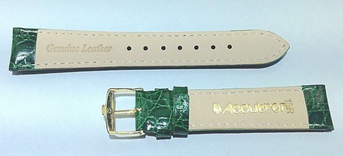 New Accutron Coccodrillo Grano Verde Firmato Cinturino Yel Fibbia - Picture 5 of 5