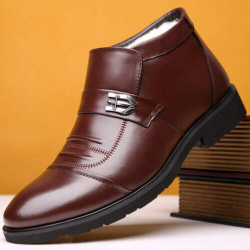 Conjunto de zapatos altos de invierno para ocio pie punta redonda color liso tacón plano coche S - Imagen 14 de 20