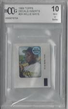 1969 Topps Willie Mays Decals Inserts # 24 BCCG Mint 10 or Better