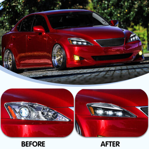 VLAND Headlights Amber LED Fit 2006-2012 Lexus IS 250 350 Projector Headlamp - Picture 6 of 9