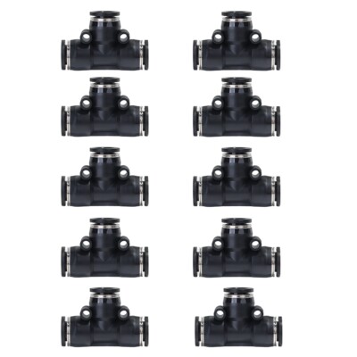 Push To Connect Air Fittings Tube 3/8'' Od Air Line Tee Union Push Pack of 10