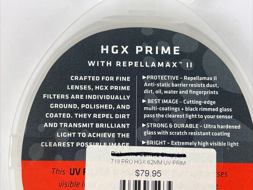 Promaster #6718 62mm HGX Prime UV Filter w/Repellamax Japan New In Box - Image 4 of 4