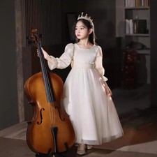 Kids Girl Ball Gown Long dress Bowknot Princess Show Party Wedding Frock 77861