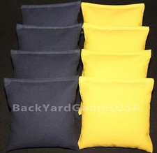 ALL WEATHER CORNHOLE BEAN BAGS Navy Blue  Light Yellow Resin Filled WATERPROOF