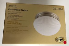 Hampton Bay Flush Mount Fixture Frosted Ribbed Dome Glass Classic Satin Nickel