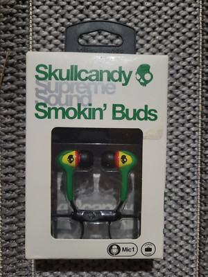 Skullcandy Supreme Sound Smokin Buds In-Ear Earbuds w/Mic1, Rasta - New