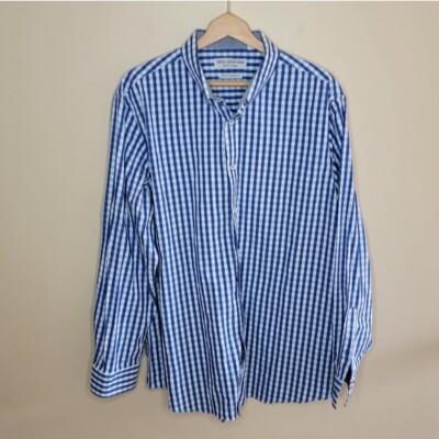 Nick Graham | Everywhere Stretch Modern Fit Blue Gingham Plaid Shirt Size 2XL