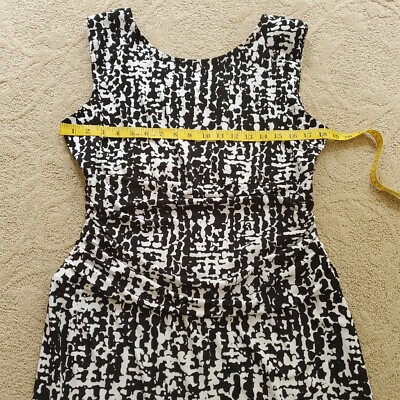 Nine West Black And White Sleeveless Dress With Gathered Waist Sz 14 | eBay