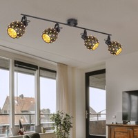 Deckenlampe Deckenleuchte Wohnzimmerleuchte 4Er Spot Strahler Kristalle Schwarz