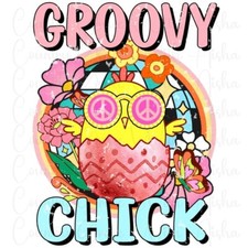 Sublimation Transfer Easter Groovy Chick Ready To Press Heat Transfer