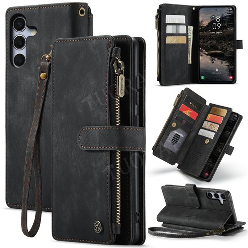 Leather Zipper Wallet Phone Case For Samsung Galaxy S25 S24 Ultra S23 S22 S21 FE - Zdjęcie 18 z 64