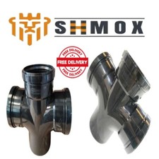 92.5  Degree  Triple Socket Double branch Black 110mm Push Fit 4 way cross Tee