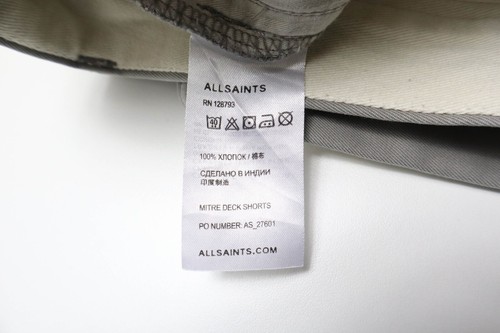 ALLSAINTS Mitre Deck Shorts Shorts Men's W34 Gray Classic Chino Button Fly Logo - Picture 6 of 8