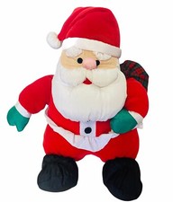 1994 Gibson Greetings Plush Santa Claus Puffy Nylon Christmas Plaid Bag Vintage