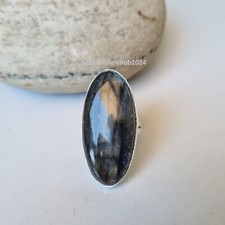 Natural Labradorite Gemstone Ring 925 Sterling Silver Statement Ring PG4983