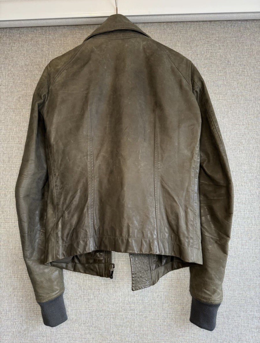 Rick Owens Intarsia Leather Jacket Brown Men's Size 46 Zip