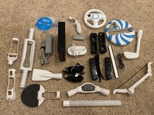 Nintendo Wii Console RVL-001 Bundle Wii Sports Controller Paddle Wheel Club Bar