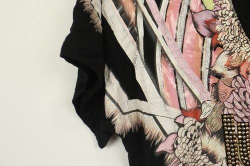 Top camicia JUST CAVALLI nero corto SLeeve stretch fantasia logo tinic taglia S - Foto 8 di 15