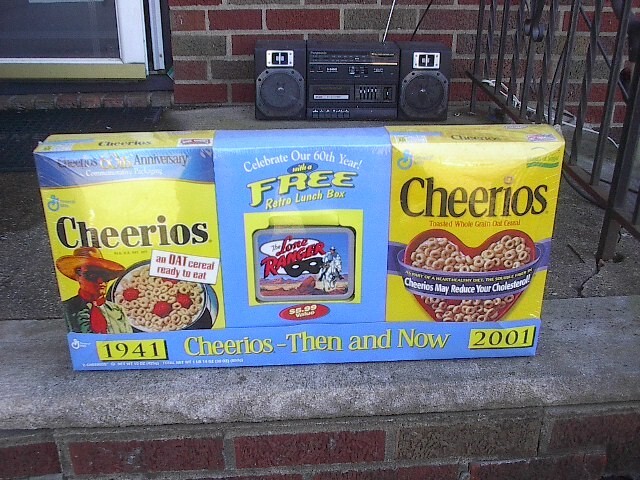 Cheerios-Then & Now 1941-2001 60th Anniversary w/Lone Ranger Retro Lunch Box-New