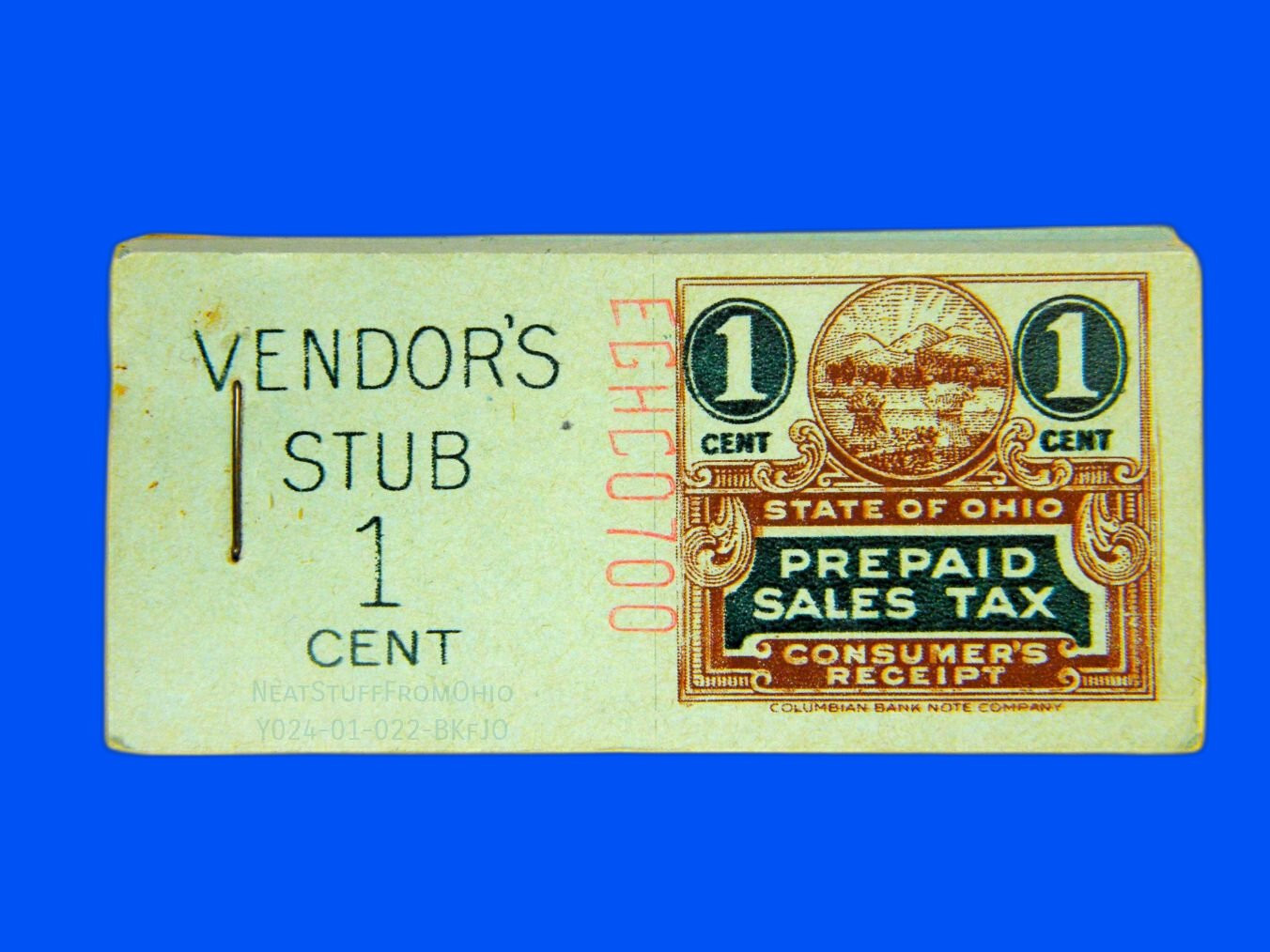 OHIO PREPAID SALES TAX STAMPS BUNDLE OF 1¢ STAMPS! 😲 WOW! WHAT A DEAL