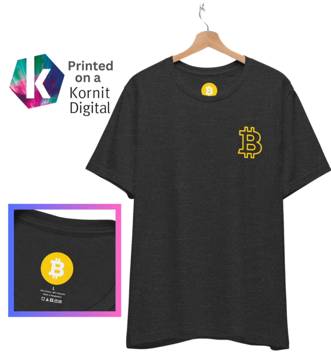 Bitcoin Varsity Letterman Tshirt S M L Cryptocurrency Crew Shirt Crypto BTC