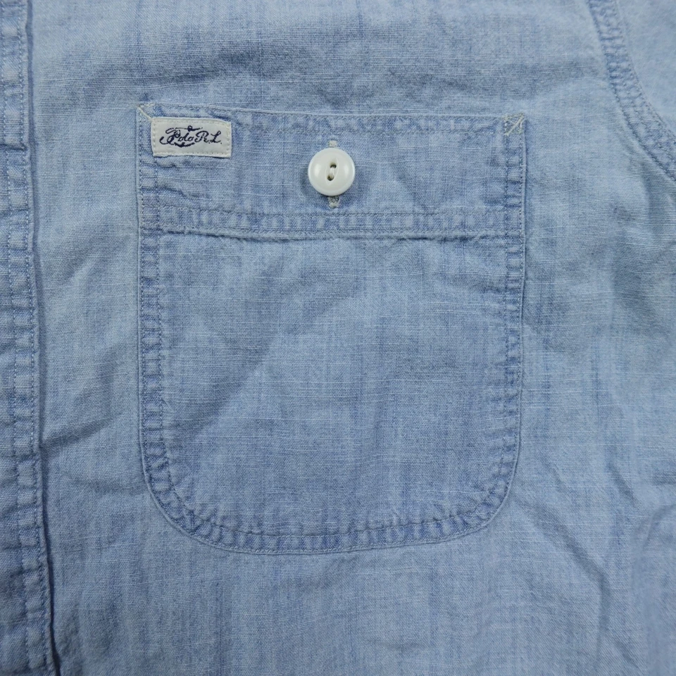 Polo Ralph Lauren Shirt Mens Small Demin Chambray Short Sleeve Cotton - Image 3 of 4
