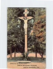 Postcard Crucifix In Cemetery Santa Barbara Mission California