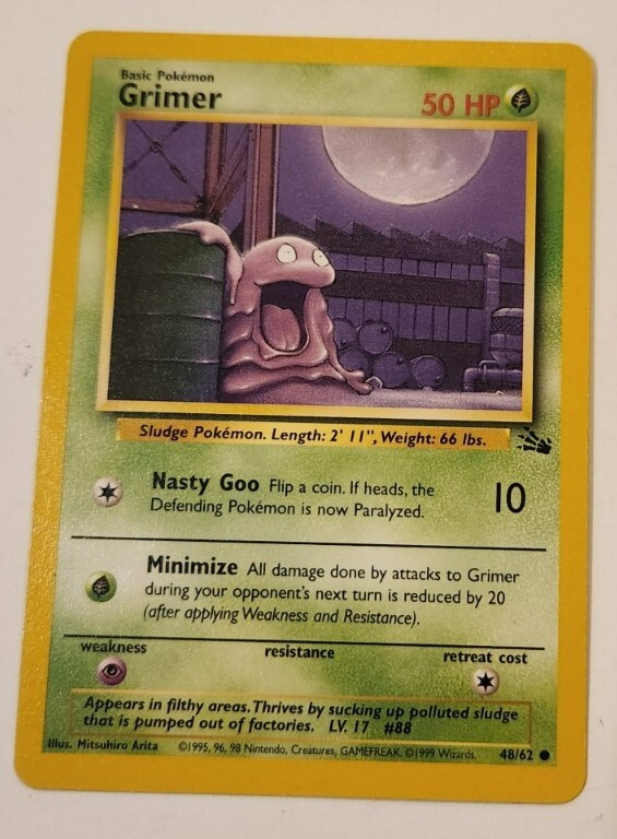 Grimer Fossil Series Pokemon Card 1st Edition 48/62 NM/M Condition