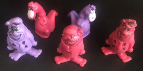 5 Fred Flintstone Barney Dino 1987 Fruity Pebbles Cereal Prize 2" Eraser Toys - Picture 7 of 7