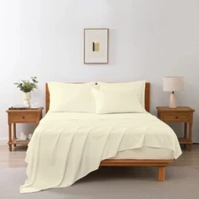 4 Pcs Soft Solid & Embroidery Bed Sheets Set Hotel Luxury, Cooling Bed Sheets