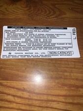 1982 Toyota Diesel Pickup Truck Hilux Fed Emissions Decal Repro L Engine Motor
