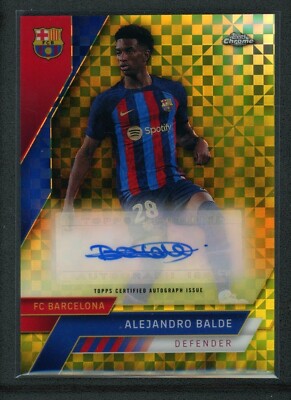2023 ALEJANDRO BALDE 80/99 AUTO TOPPS CHROME DEFENDER CHECKERBOARD YELLOW