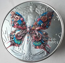 Intricate Mechanical Butterfly  - American Silver Eagle 1oz Silver Dollar Coin