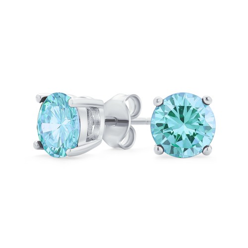 1Ct Round CZ Stud Earrings Sterling Silver 7MM Birth Month Colors - Picture 2 of 63