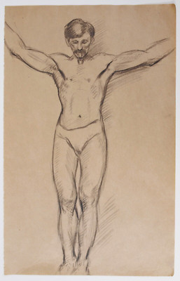 Winifred BALLARD (1885-1921) Standing Male Life Study, Chelsea Art School 1907.
