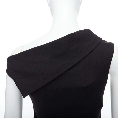 HELMUT LANG asymmetric black scuba wool off shoulder mini dress US0 XS - Picture 7 of 9