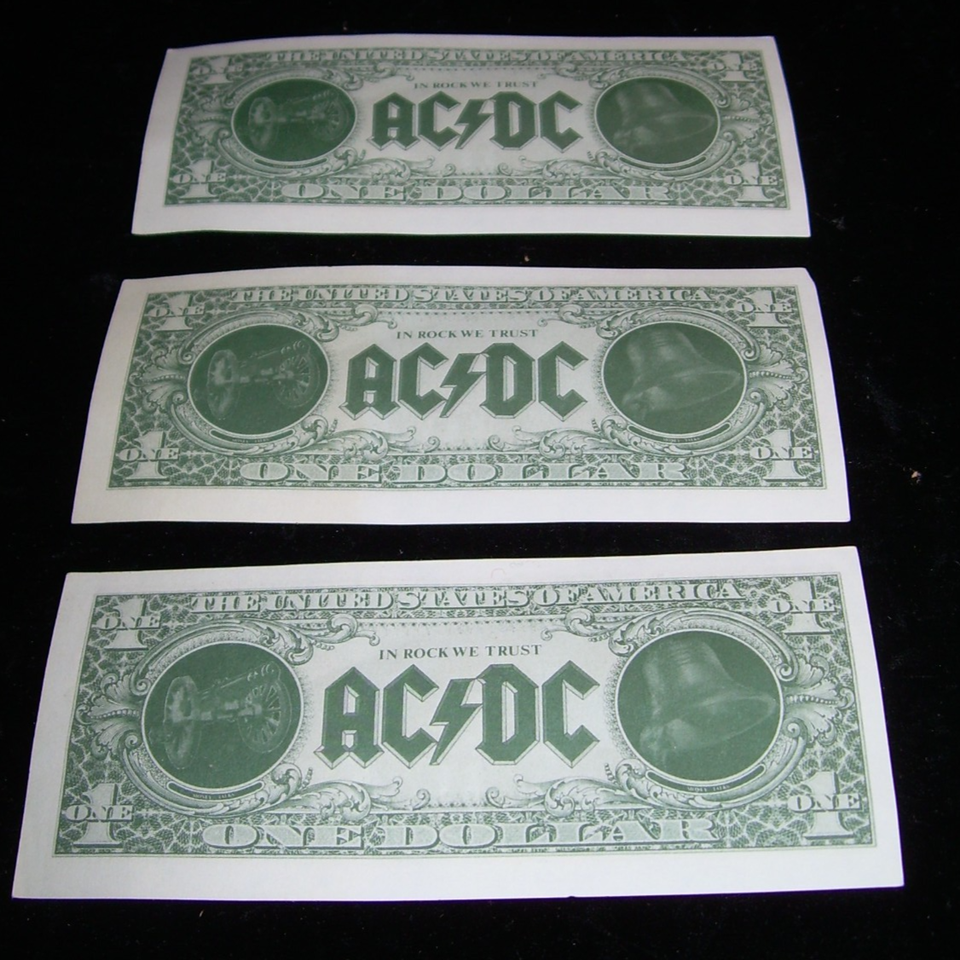 AC/DC Angus Young dollars 1990 Money Talks Promo Dollar bill. | eBay