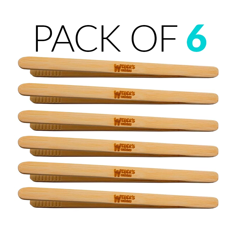 6 Pack Bamboo Toaster Tongs for Cooking - Kitchen Accessory - Bread Toast Bacon - Image 2 of 4