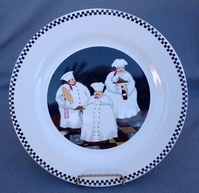 Trisa? Guy Buffet? Chefs Dinner Plate Black Checkered Border - 10 1/2'' Diameter