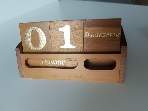 Immerwährender Kalender, Ewiger Kalender, Holz GOLD vintage - Bild 10 von 15