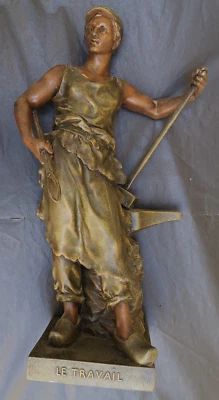 Sculpture grand regule Le travail forgeron par Ernest Rancoulet hauteur 65 cms - Photo 1/4
