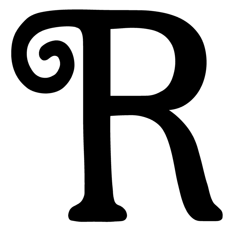 Curl Monogram Letter R Vinyl Decal Sticker For Home Cup Car Wall a1133