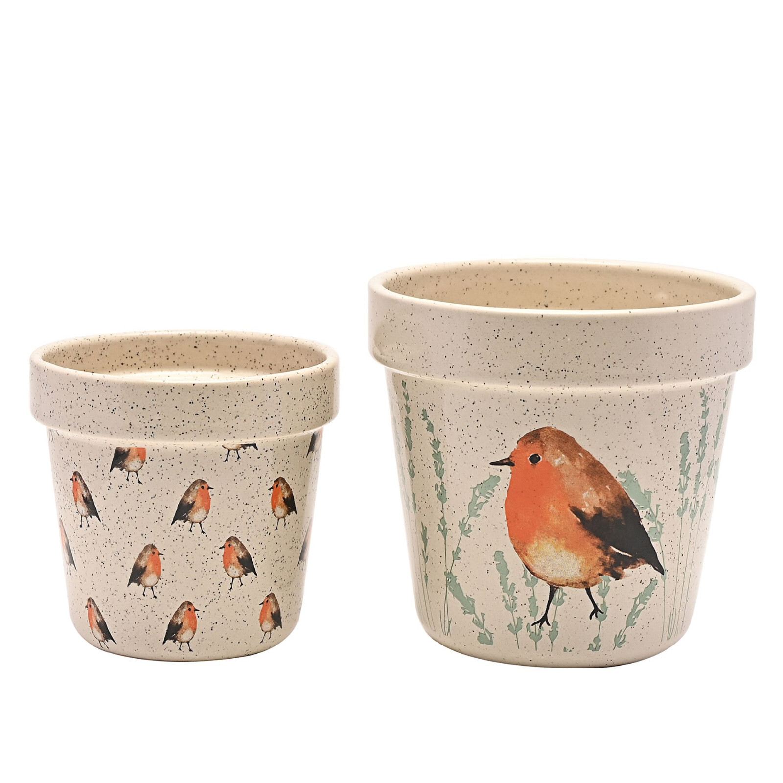 Ceramic Plant Pots Decorative Planters Robin Bird Design 2 Sizes Country Living