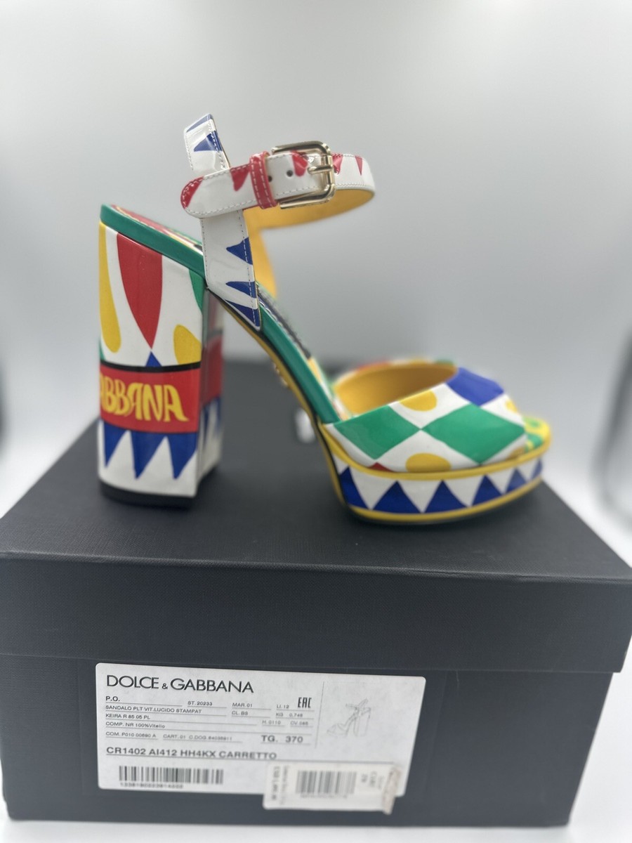 Dolce & Gabbana Womens Carretto White Platform Sandals 37