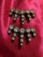 Vintage Rhinestone Shoe Clips  Rhinestone Pireced Earings. A Great Set