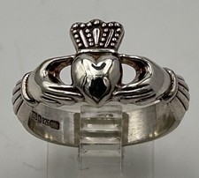 Vtg 925 Sterling Silver Celtic Irish Claddagh Ring Signed JC Wedding Band