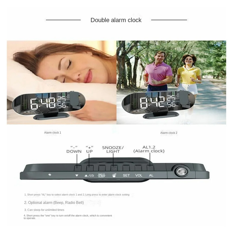 LED Digital Alarm Clock Bedroom Electric Alarm Clock with Projection