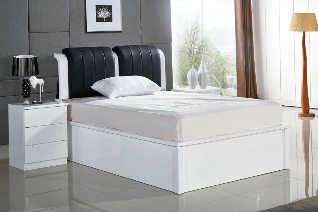 High gloss store ottoman bed