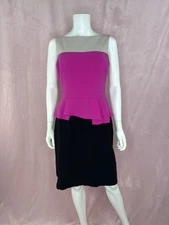 Teri Jon by Rickie Freeman Womens Black Pink Dress Sheath Peplum Knee Length 6
