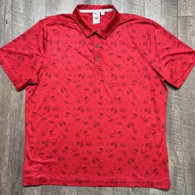 Puma Volition America Polo Shirt Mens XL Red All Over Print USA Patriotic Golf